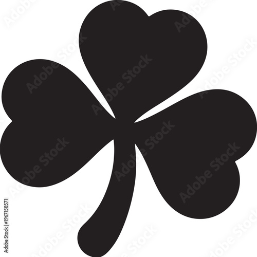 Black silhouette of a shamrock clover three leaf clover