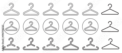 Oval and rounded style clothes hanger icons for clothing. vector illustration eps 10