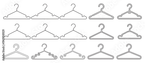 Light grey wardrobe hanger outline icons for web interface. vector illustration eps 10