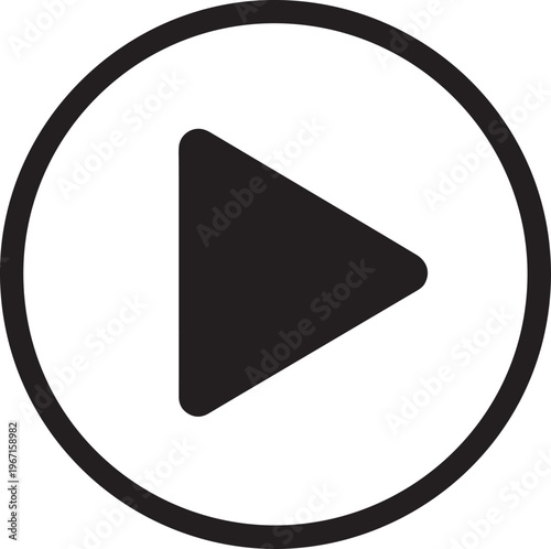 Black Play Button Icon on White Background symbol media