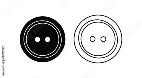Two button illustrations one filled and one outline simple design silhouette