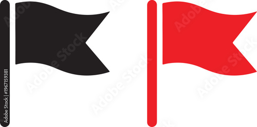 Black and red flags on white background black flag