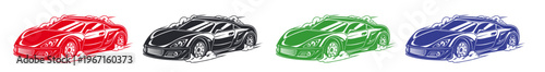 Race Car Mascot different type colors with white background