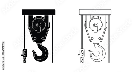 Photos Two pulley systems diagrams one filled and one outlined depicting lifting mechan