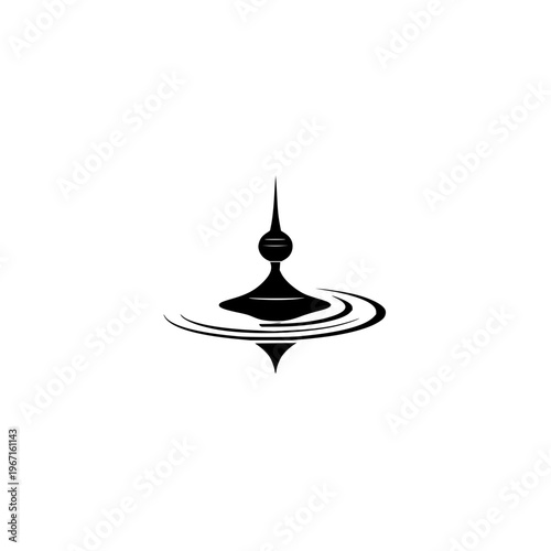 Spinning Top in Motion on White Background