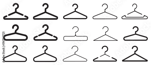 Bold outline clothes hanger symbols for laundry and boutique. vector illustration eps 10