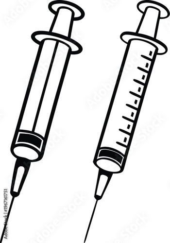 Syringe with vaccine icon in flat style. Medical syringe vector illustration on isolated background. Injector sign business concept