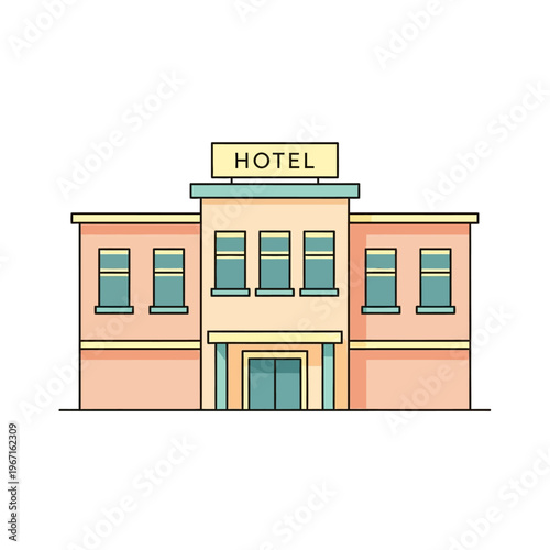 Modern Hotel Building Exterior Facade with Signage