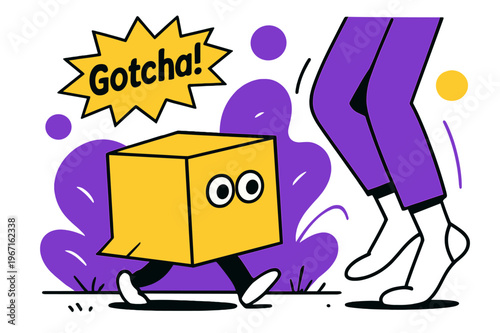 Backyard Box Ambush. Backyard Box Ambush. A cardboard box with eyeholes shuffles across the grass; the seeker?s socked feet freeze mid-step. ?Gotcha!? pops in