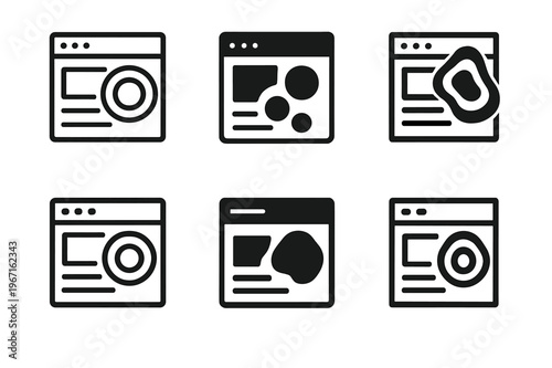 Heatmap Logo Variations. Heatmapping. Icon set. Set Logo of heatmapping: website click density overlay on a wireframe page. harmonious logo variations of the