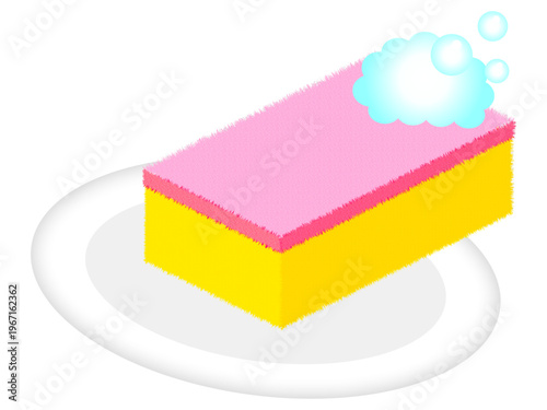 お皿洗いするスポンジのイラスト素材2