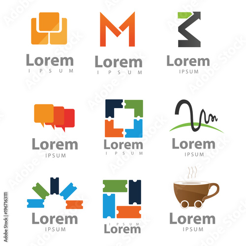 Abstract Business Logo Collection with Modern Creative Design Set