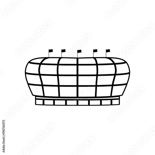 Stadium Arena Silhouette Collection Isolated on White Background
