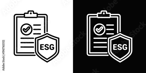 ESG Strategy Icon In Black And White Filled Style.