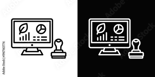 Compliance Monitoring Icon In Black And White Filled Style.