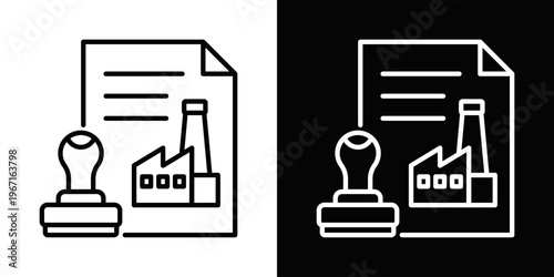 Regulatory Permits Icon In Black And White Filled Style.