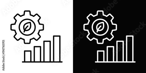 Resource Efficiency Icon In Black And White Filled Style.