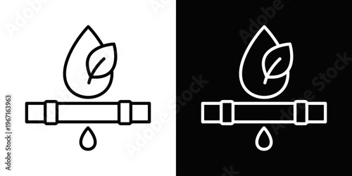 Water Conservation Icon In Black And White Filled Style.