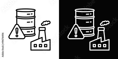 Hazardous Materials Icon In Black And White Filled Style.