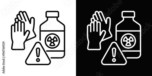 Chemical Handling Icon In Black And White Filled Style.