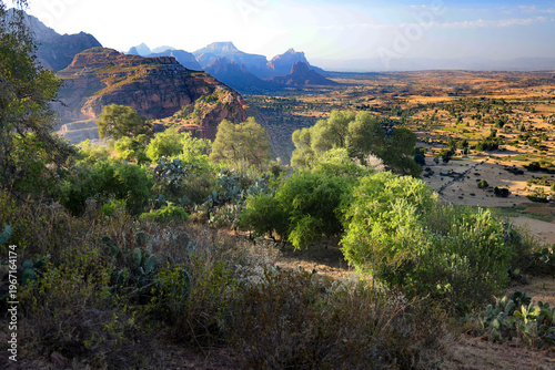 View of the Ambe del Gheralta territory at sunset, Ethiopia
