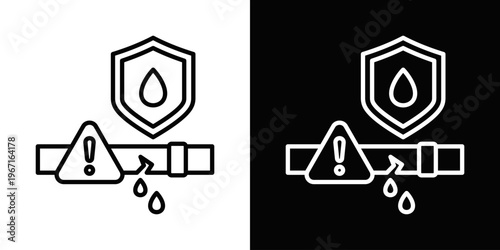Spill Prevention Icon In Black And White Filled Style.