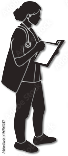 Group of medical professionals doctor nurse team in silhouette standing together