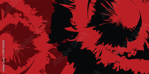 Abstract explosive paint splash design, bold red and black high contrast composition, grunge digital art style