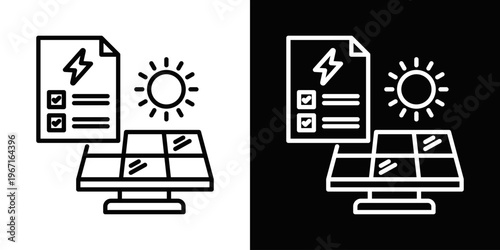 Renewable Projects Icon In Black And White Filled Style.