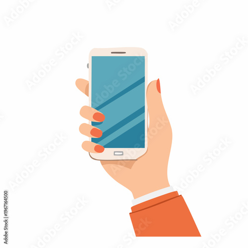 Hand, die ein Smartphone hält – farbige Icon-Illustration