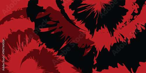 Abstract explosive paint splash design, bold red and black high contrast composition, modern edgy digital art