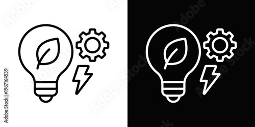 Energy Efficiency Icon In Black And White Filled Style.