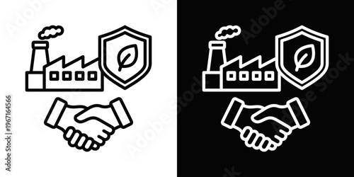 Supplier Sustainability Icon In Black And White Filled Style.