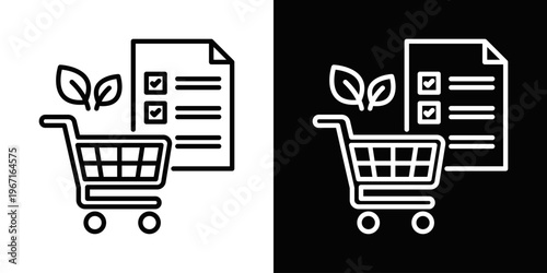 Sustainable Procurement Icon In Black And White Filled Style.