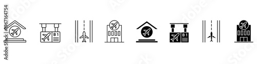 Airport icon vector set. Air terminal Illustration sign collection. Aviation symbol or logo.
