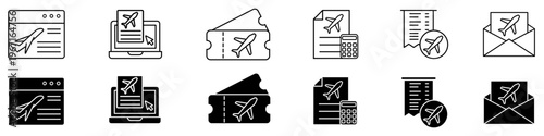 Airline ticket icon vector set. Flight ticket Illustration sign collection. Boarding pass symbol or logo.