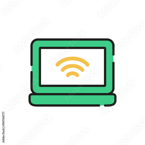 ノートパソコンの通信アイコン