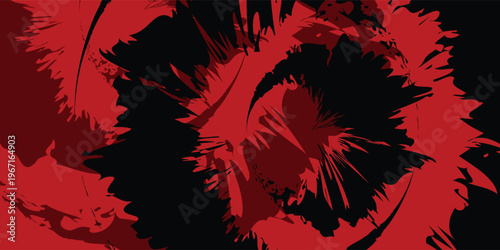 Abstract explosive paint splash design, bold red and black high contrast composition, grunge style