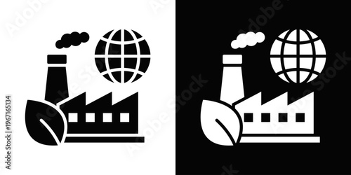 Environmental Business Icon In Black And White Filled Style.