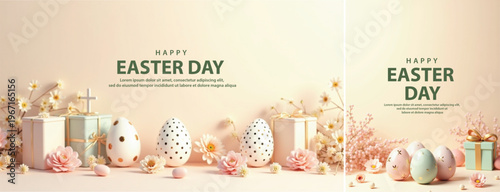 Elegant easter day background, Decorative happy easter day background for website, social media template