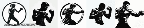 Vector silhouette of boxing athlete