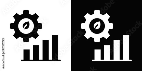 Resource Efficiency Icon In Black And White Filled Style.