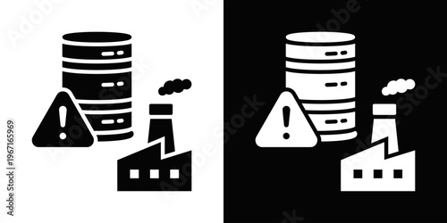 Hazardous Materials Icon In Black And White Filled Style.