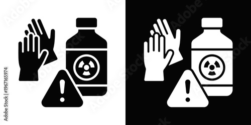 Chemical Handling Icon In Black And White Filled Style.