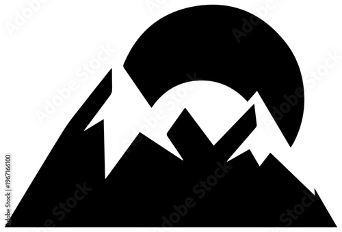 A black silhouette of a mountain range at sunset