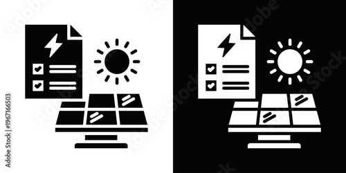 Renewable Projects Icon In Black And White Filled Style.