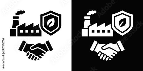 Supplier Sustainability Icon In Black And White Filled Style.