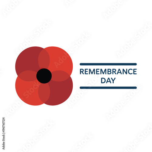 A vibrant red poppy illustration with the text remembrance day displayed