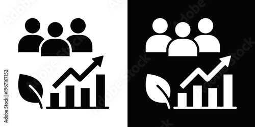 Community Impact Icon In Black And White Filled Style.