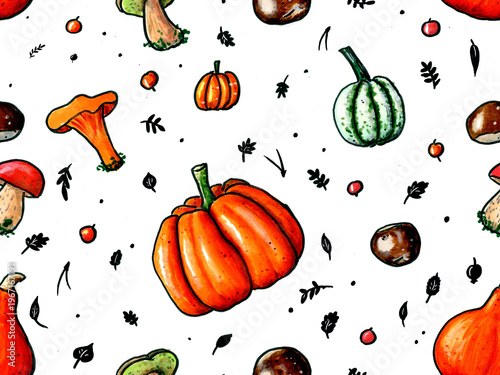 seamless pattern with pumpkins
